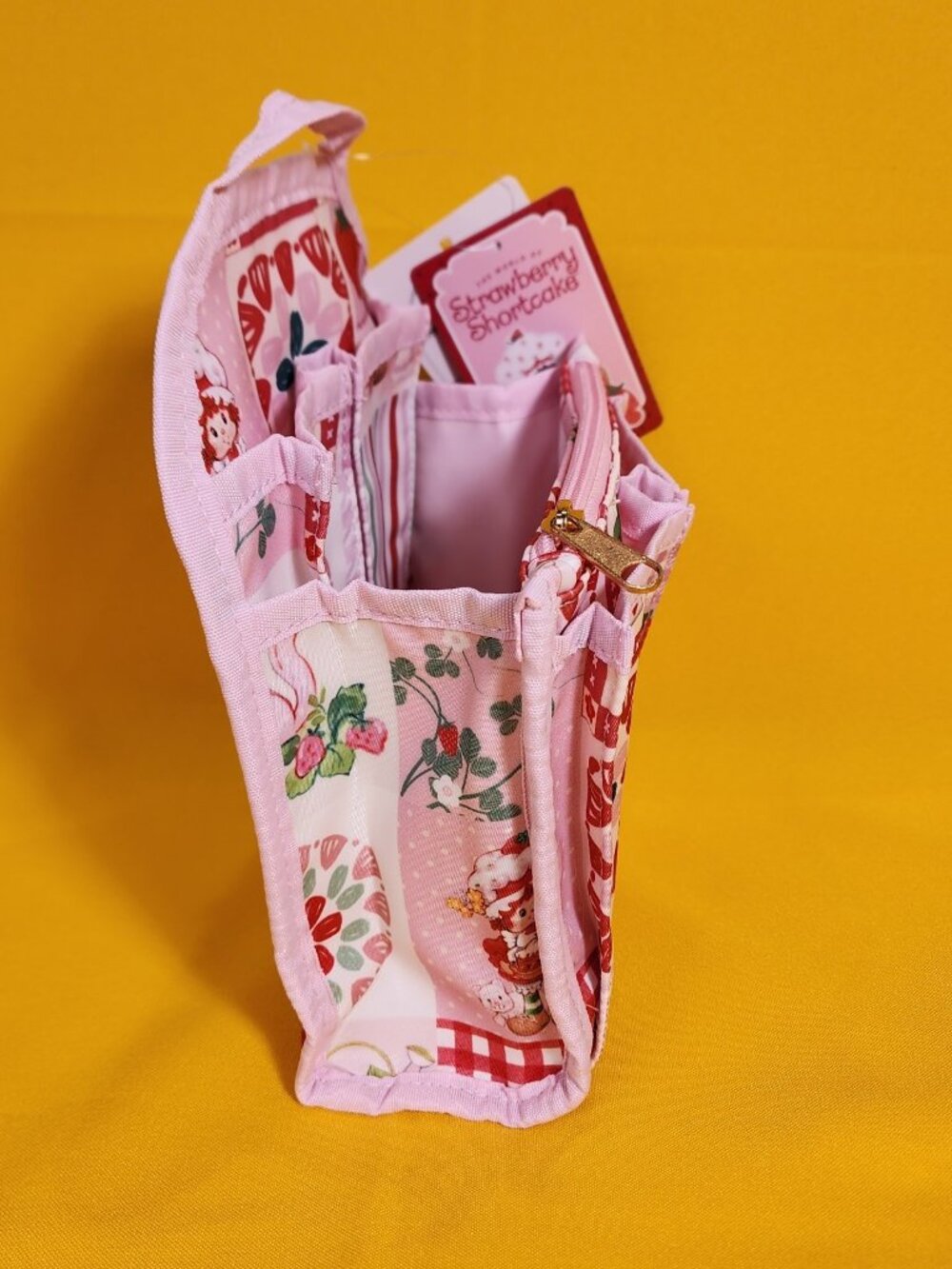 Strawberry Shortcake Pink Patchwork Custard Mini Backpack Organizer Insert NEW - Picture 3 of 9